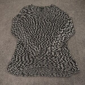 Eileen Fisher Top Womens Small Black White Knit Crochet Oversized Sheer Festival